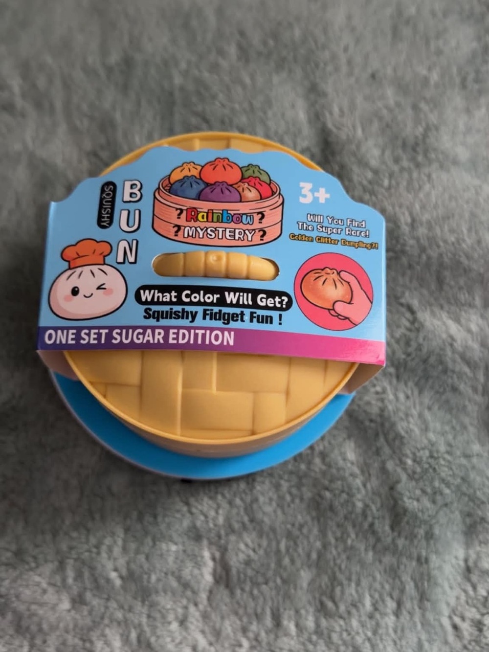 Rainbow Mystery Squishy Bun Fidget Toy - Yellow